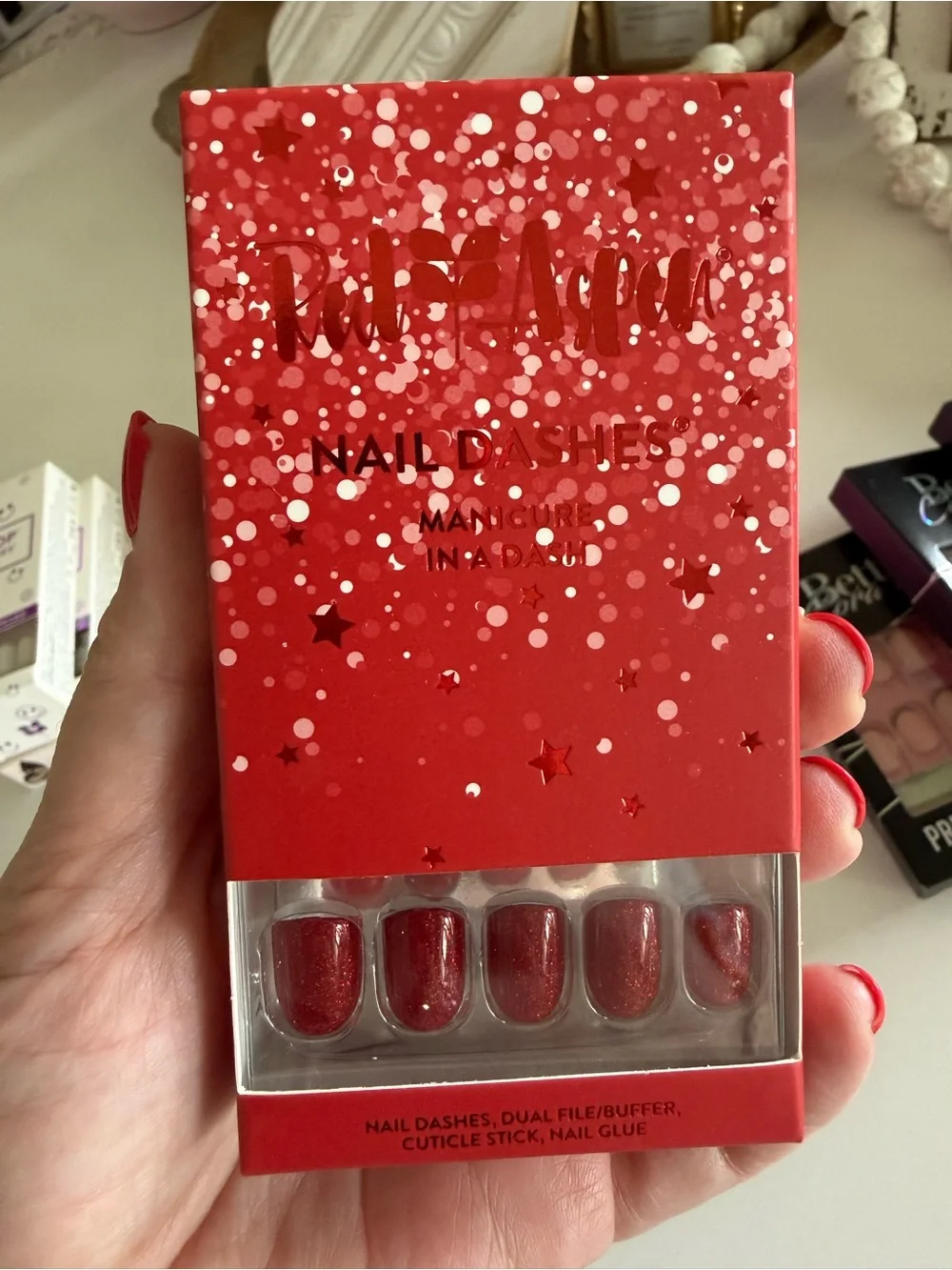 Red Aspen FLIRTY FRANCINE Red Glitter Nail Dashes